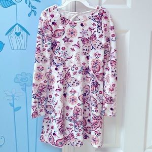 Macy’s Velour Super Soft Butterfly Flowers Paisley Prints Dress Kids Girl Size S